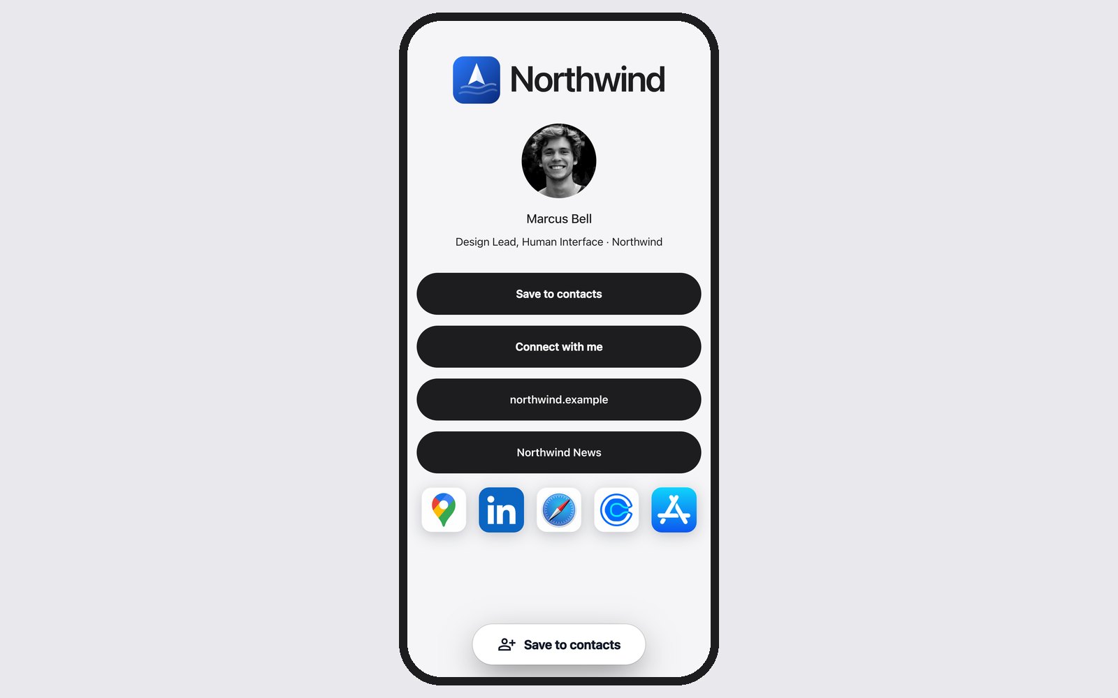 A digital profile on a phone